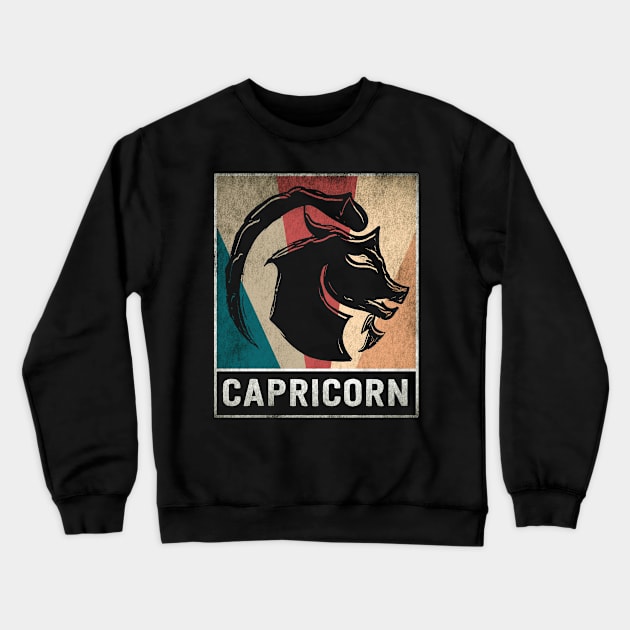 Vintage Capricorn 12 Zodiac Capricorn Birthday Crewneck Sweatshirt by paola.illustrations